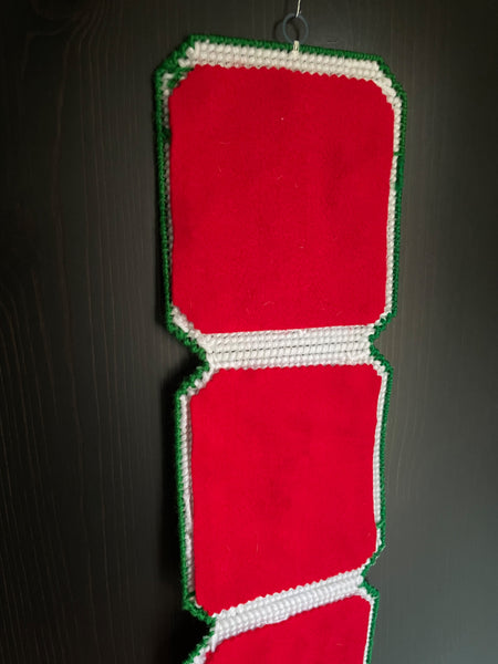 Red and White Cross-Stitch Joy Wall Hanging