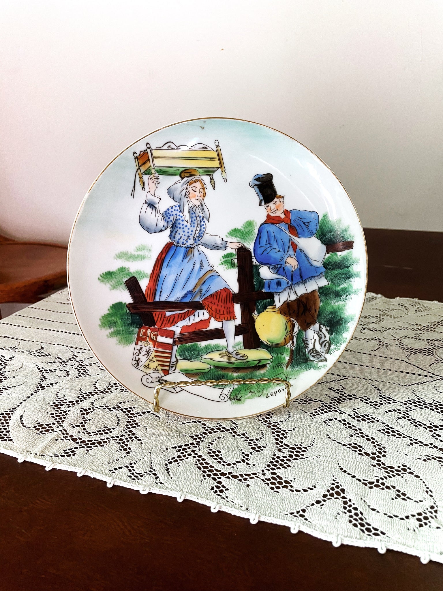 Vintage Couple Folk Scene Plate by Ray Falk