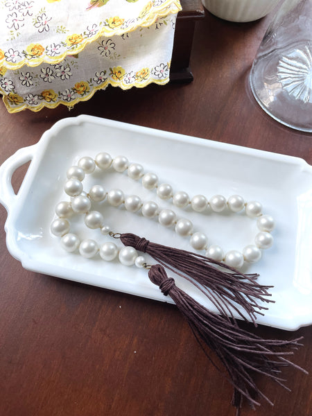 Faux Pearl and Brown Tassel Beaded Accent Garland