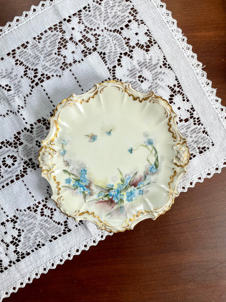 Antique Limoges France Blue Floral Plate