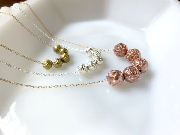 Rose Gold, Silver, and Antique Gold Roses Dainty Necklace - Choose Your Color