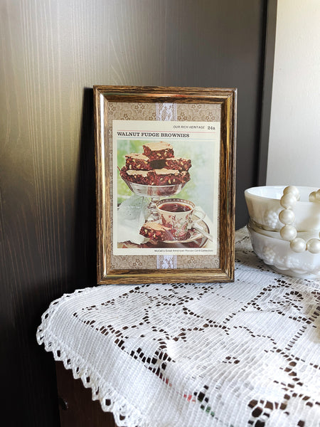 Framed Vintage Fudge Brownies Recipe 5x7”