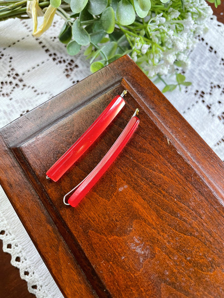 Vintage Red Hair Pins Set