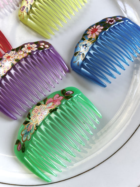 Vintage Colorful Handpainted Hair Comb