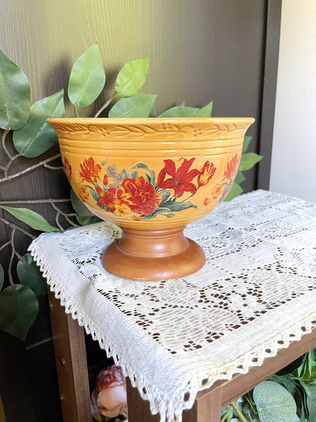 Vintage Floral Fall Pedestal Bowl