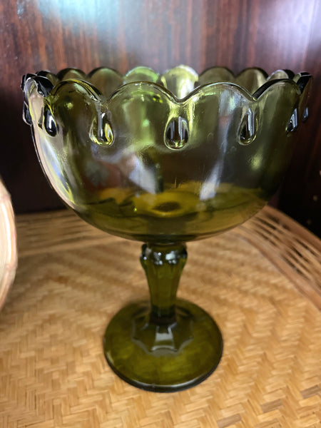 Indiana Glass Green Teardrop Compote