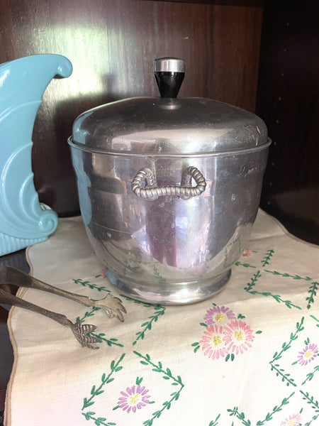 Vintage Ice Bucket With Tongs