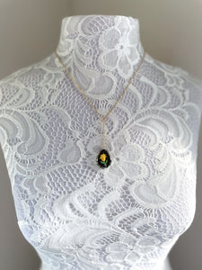 Vintage Yellow Floral Y Necklace