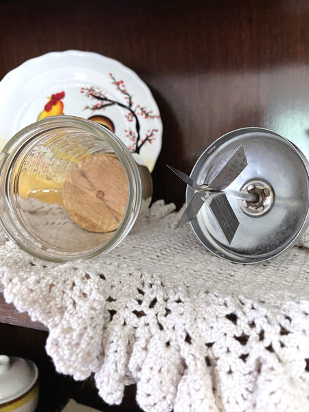 Vintage Glass Jar Nut Chopper