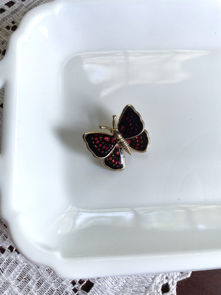 Small Black and Red Butterfly Pin