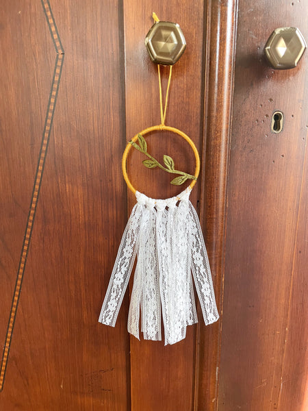 Leaves and Lace Hoop Wall Hanging