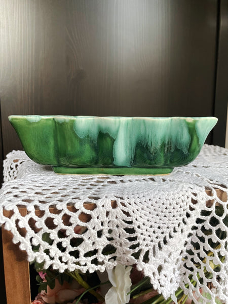 Vintage Green Drip Glaze Planter
