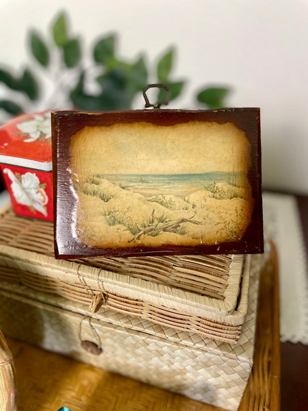 Vintage Decoupaged Wooden Beach Wall Hangings - Set of 2