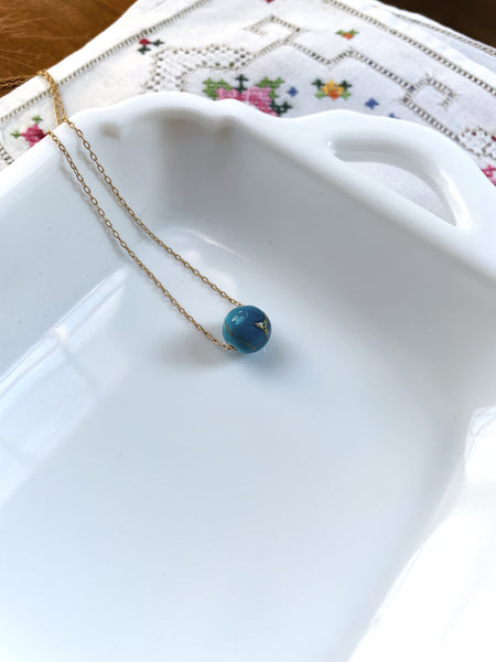 I AM WHOLE Teal and Gold Round Dainty Necklace
