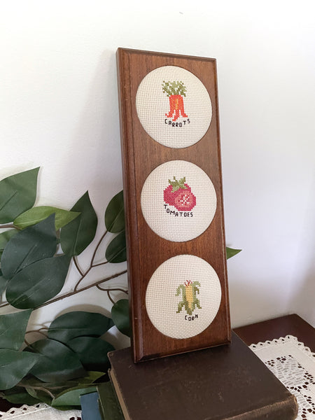 Embroidered Vegetable Framed Decor