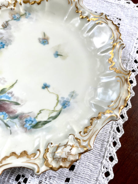 Antique Limoges France Blue Floral Plate