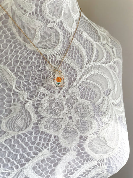 Vintage Rose Charm Necklace