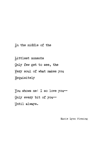 I LOVE YOU Acrostic Poem Card