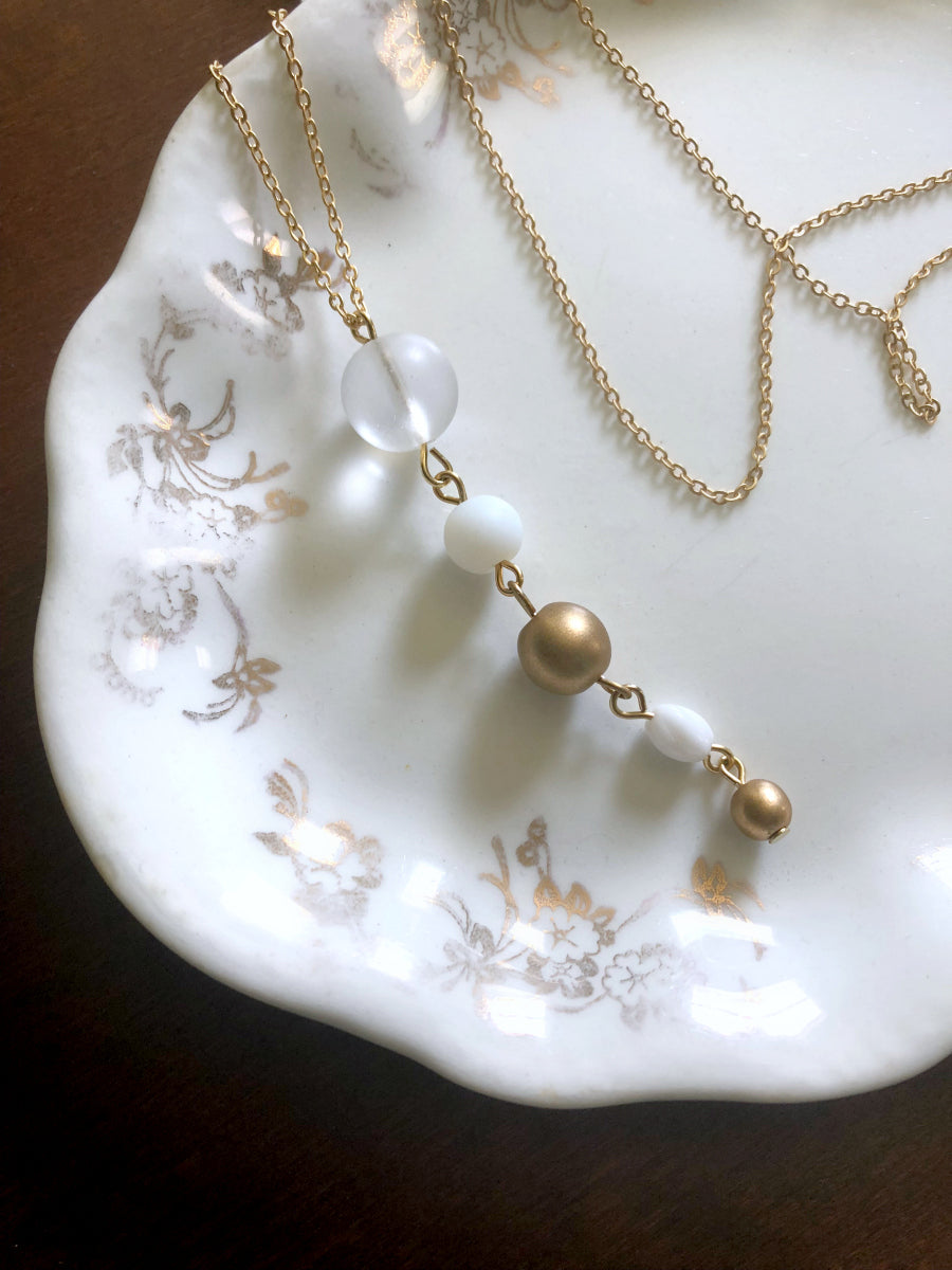 PRIORITIES White and Gold Necklace
