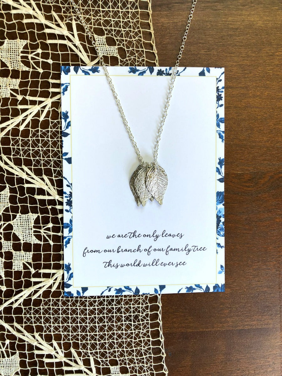 Silver Leaves Customized Sister Necklace