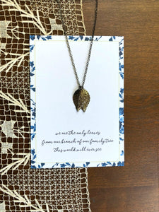 Gunmetal Leaves Customized Sister Necklace