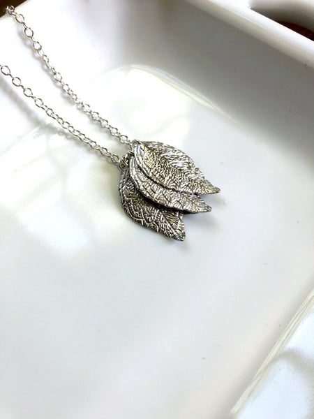 Silver Leaves Customized Sister Necklace
