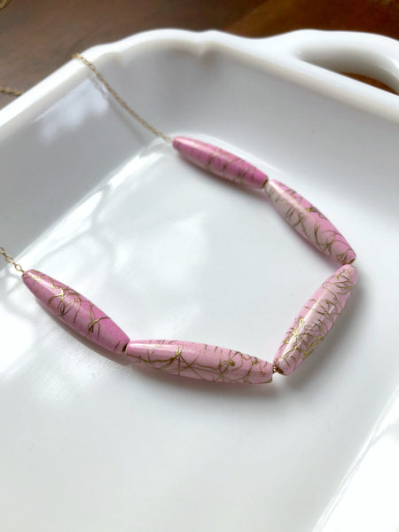 I AM WHOLE Light Pink Beaded Necklace