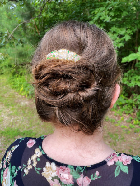 Vintage French Earthy Floral Hair Comb