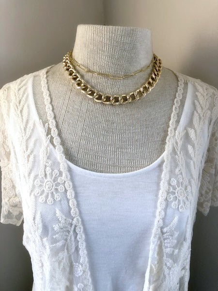 Gold Layered Chain Necklace - Double Strand