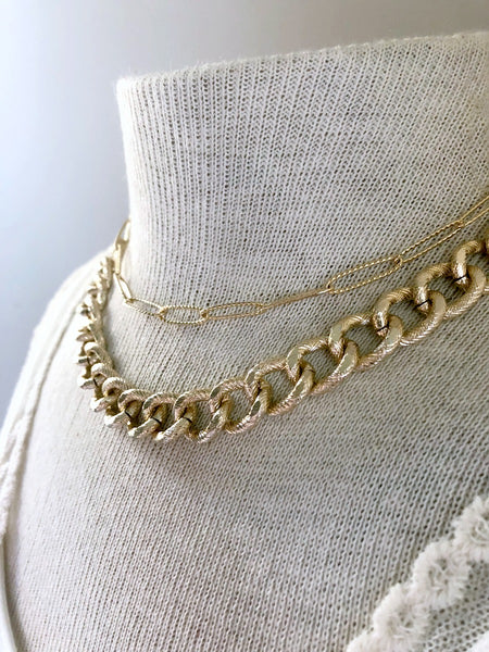 Gold Layered Chain Necklace - Double Strand