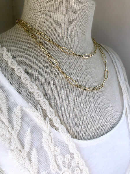 Gold Link Chain Necklace - Double Strand