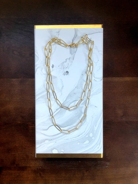 Gold Link Chain Necklace - Double Strand