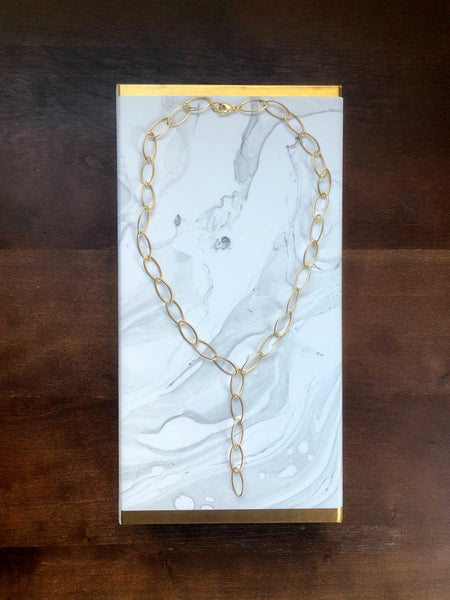 Gold Y Oval Chain Necklace