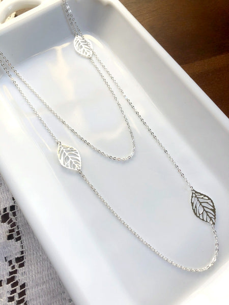 Silver Leaf Dainty Layering Necklace