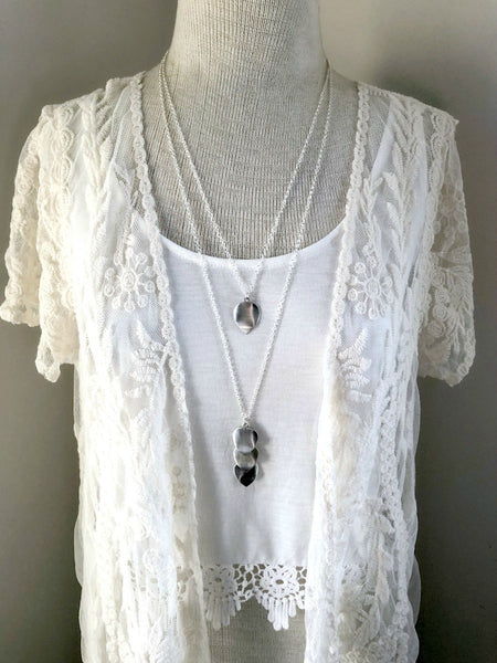 Silver Leaf Double Strand Necklace