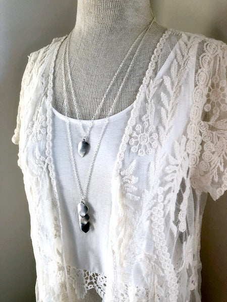 Silver Leaf Double Strand Necklace