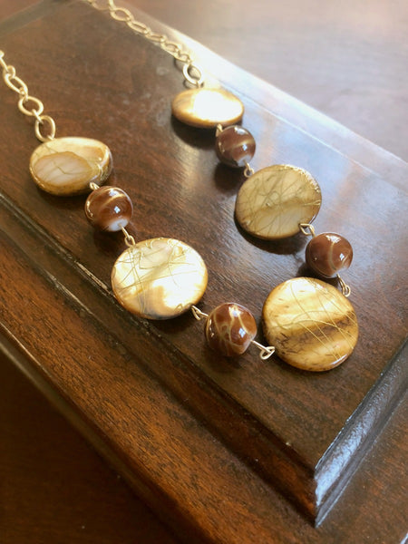 I AM WHOLE Amber, Brown, and Gold Statement Necklace