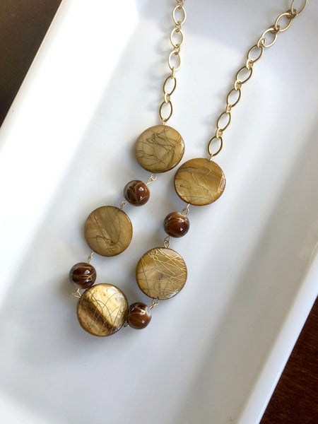 I AM WHOLE Amber, Brown, and Gold Statement Necklace