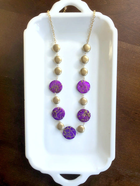 I AM WHOLE Purple and Gold Statement Necklace