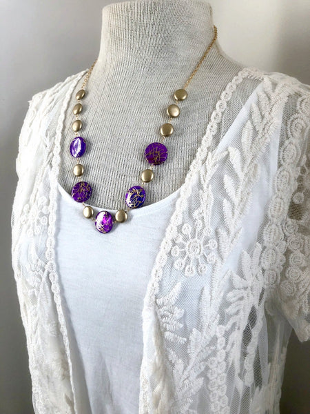 I AM WHOLE Purple and Gold Statement Necklace