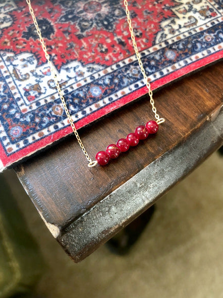 I AM WHOLE Red Beaded Bar Necklace