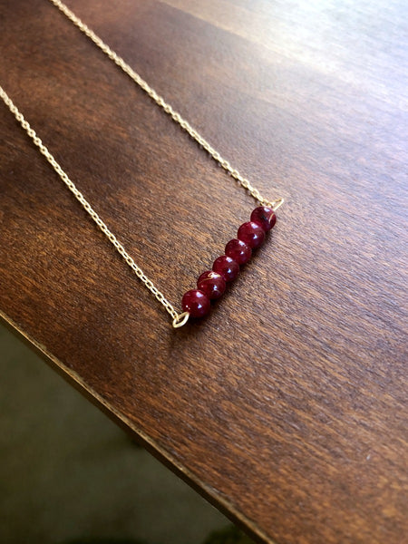 I AM WHOLE Red Beaded Bar Necklace