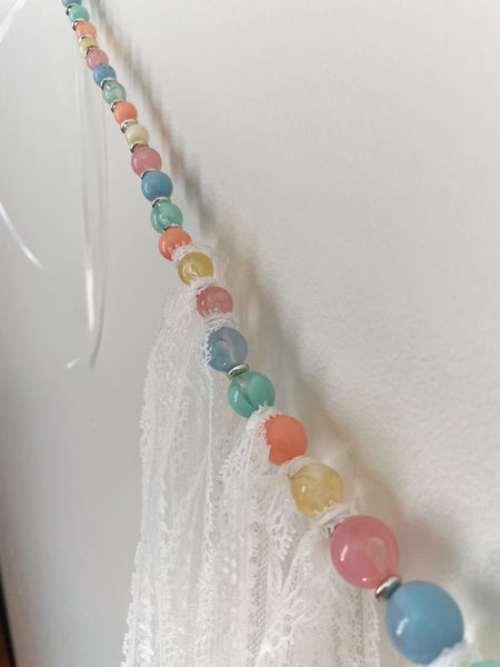 Colorful Beaded White Lace Garland
