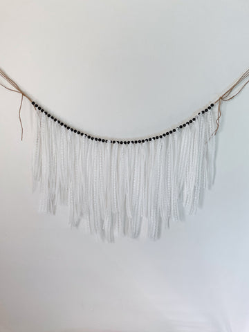 Black Beaded White Lace Garland