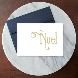 Noel Vintage Gold - Blank Inside Christmas Card
