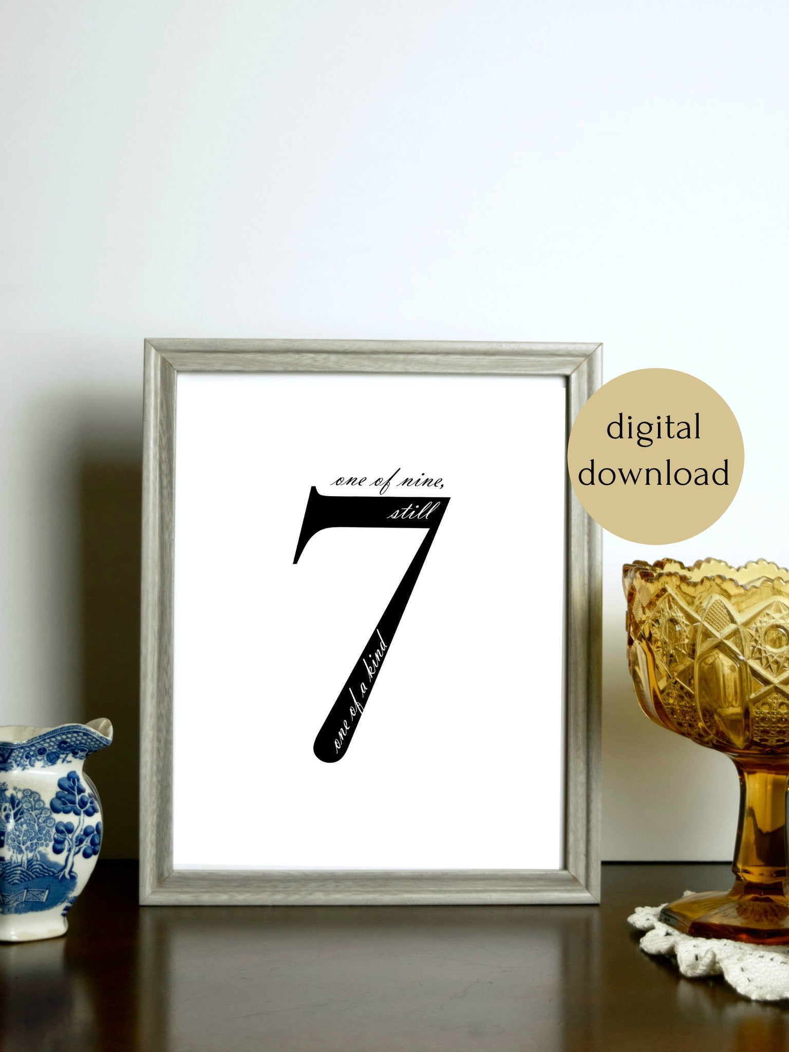 Enneagram 7 Black and White Digital Printable | 5x7" and 8x10"