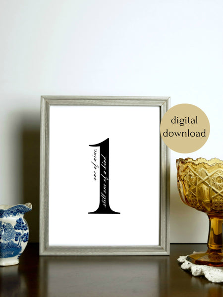 Enneagram 1 Black and White Digital Printable | 5x7" and 8x10"