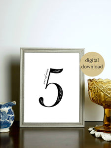 Enneagram 5 Black and White Digital Printable | 5x7" and 8x10"