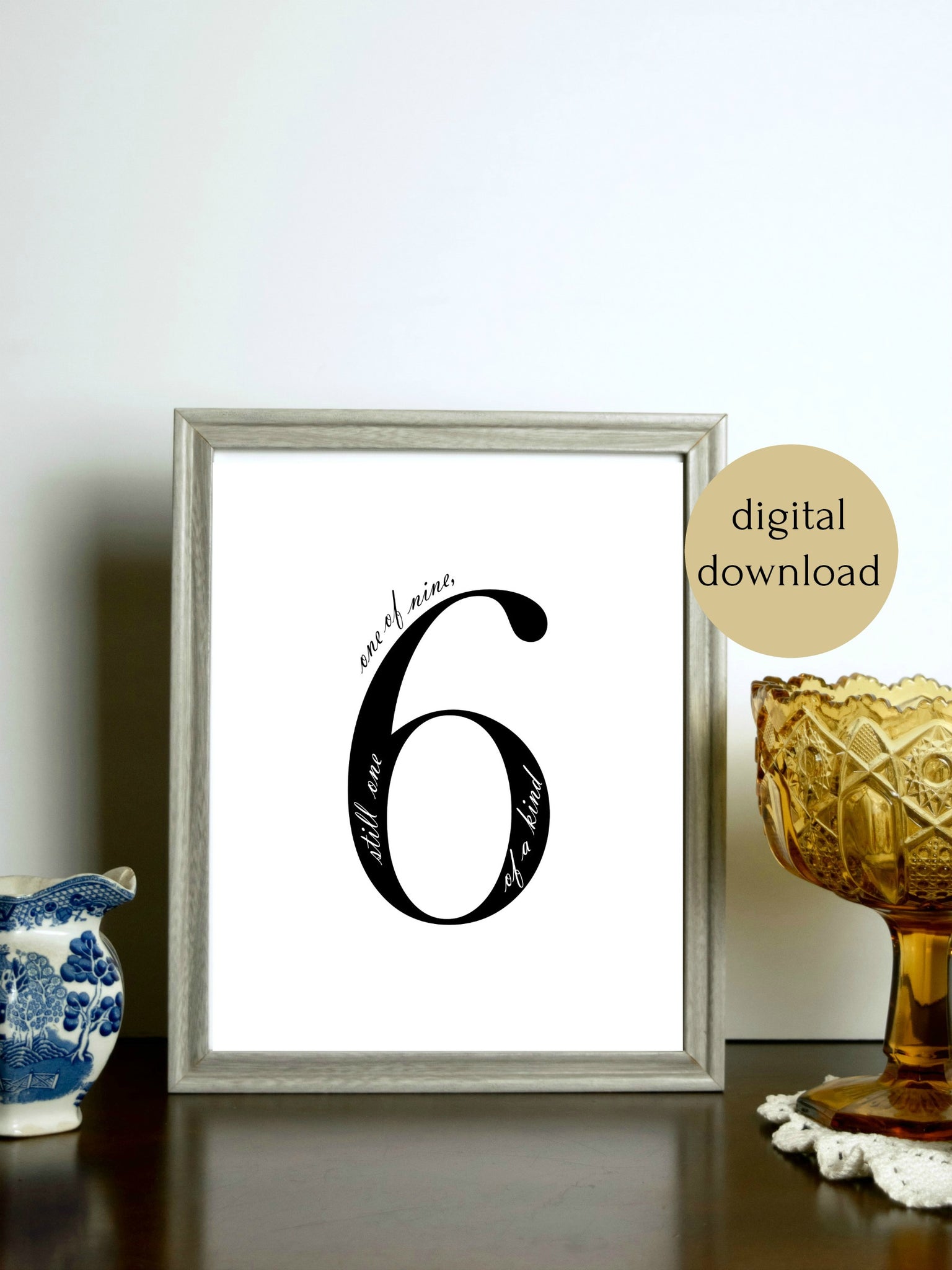 Enneagram 6 Black and White Digital Printable | 5x7" and 8x10"