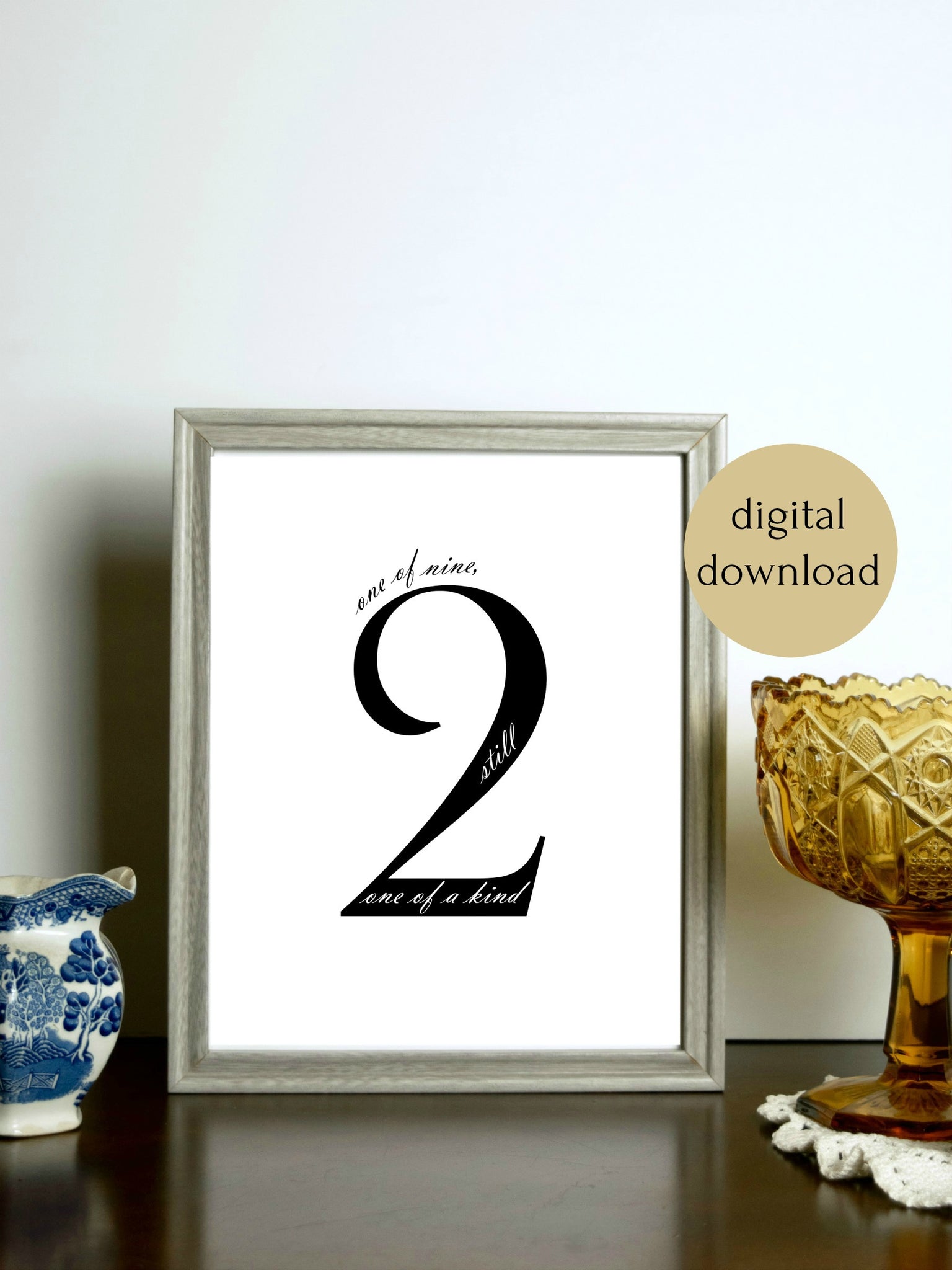 Enneagram 2 Black and White Digital Printable | 5x7" and 8x10"